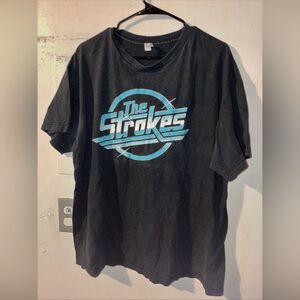 The Strokes Black Band T Shirt Blue Logo Indie Rock Tee Alstyle XL